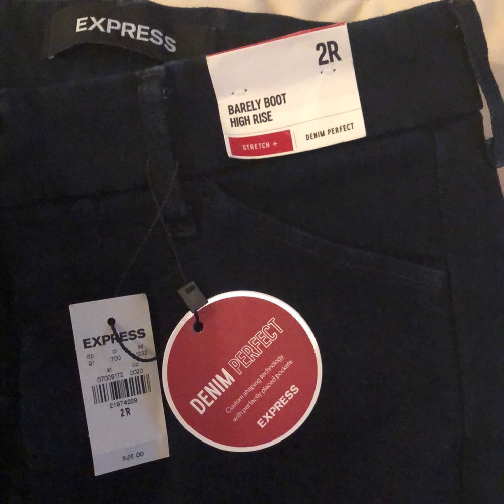 Express, barely boot, dark wash jean